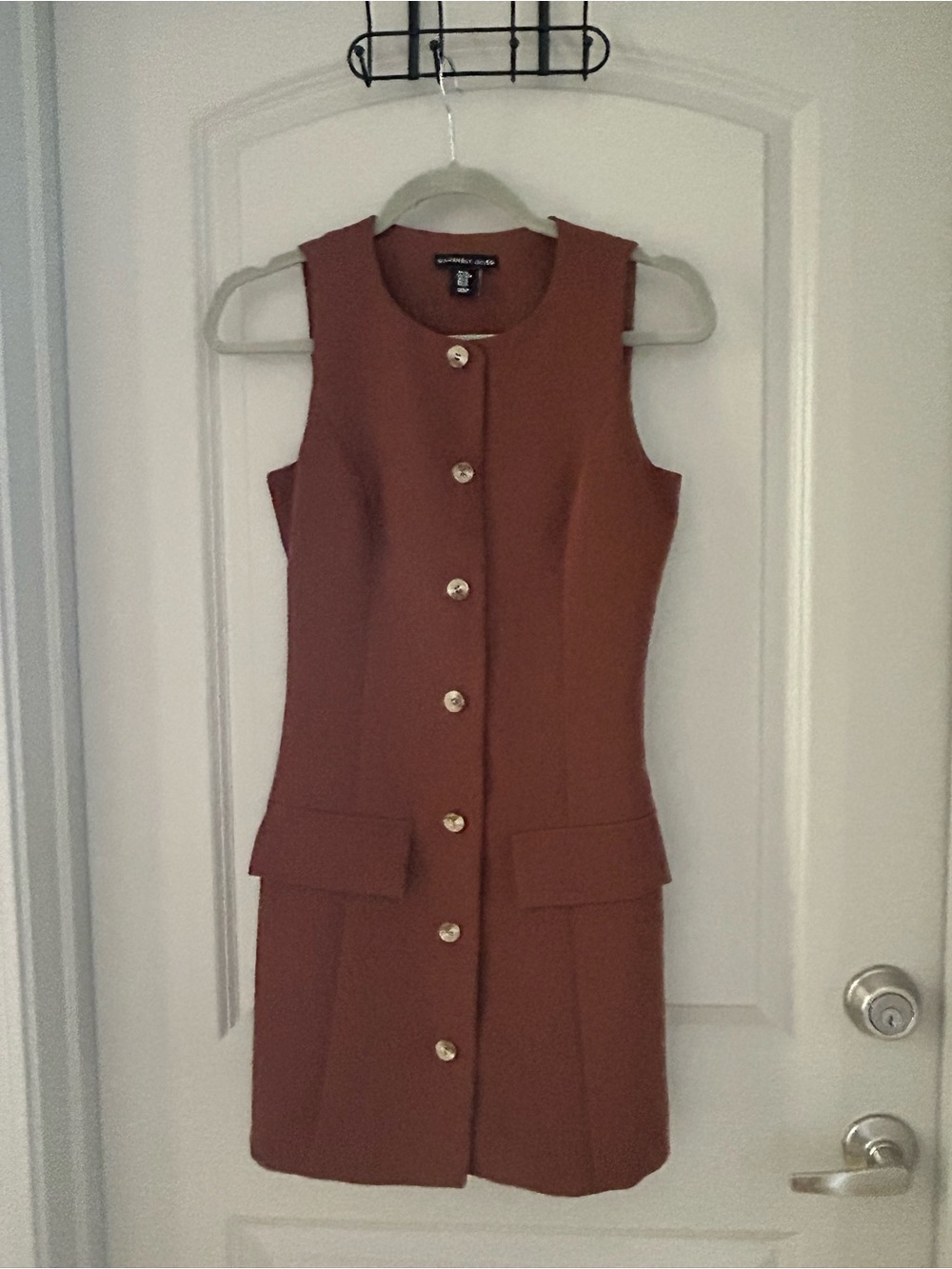 Sincerely Jules Rust Button-Neck Shift Dress